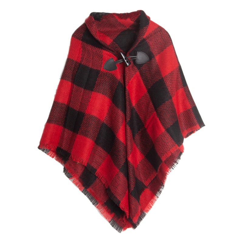 Directly Supplied from the Manufacturer, Amazon's Popular European and American Autumn and Winter New Style Parent-Child Children's Toggle Plaid Cape Shawl