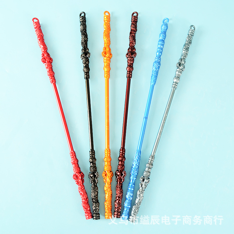 3 위안 12 검은 신화 우콩 무기 금빛 줄무늬 스틱 플라스틱 크리스탈 무기 모델 소년 인기 장난감 새로운