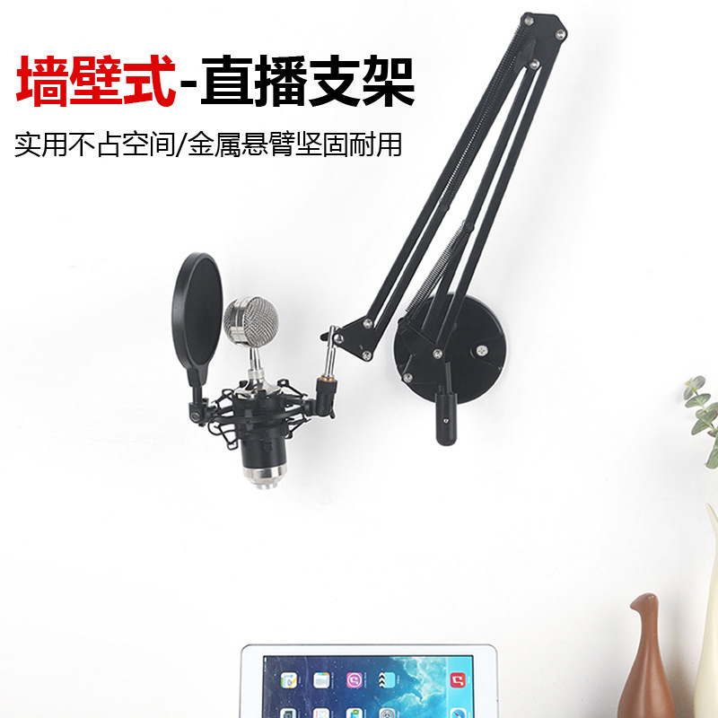 Wall Cantilever Microphone Wall Base Light Mobile Phone Live Universal Tablet PC Support Telescopic Adjustment