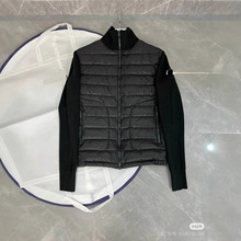 2025蒙口新品大口袋立领针织毛线拼接绗缝袖圈羽绒服男士夹克外套