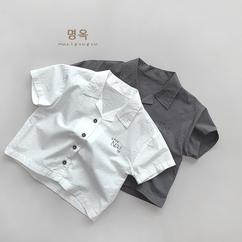 輕薄款棉質襯衫2024夏季新款男女童韓版日系個性潮童上衣兒童童裝