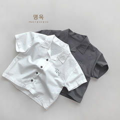 輕薄款棉質襯衫2024夏季新款男女童韓版日系個性潮童上衣兒童童裝