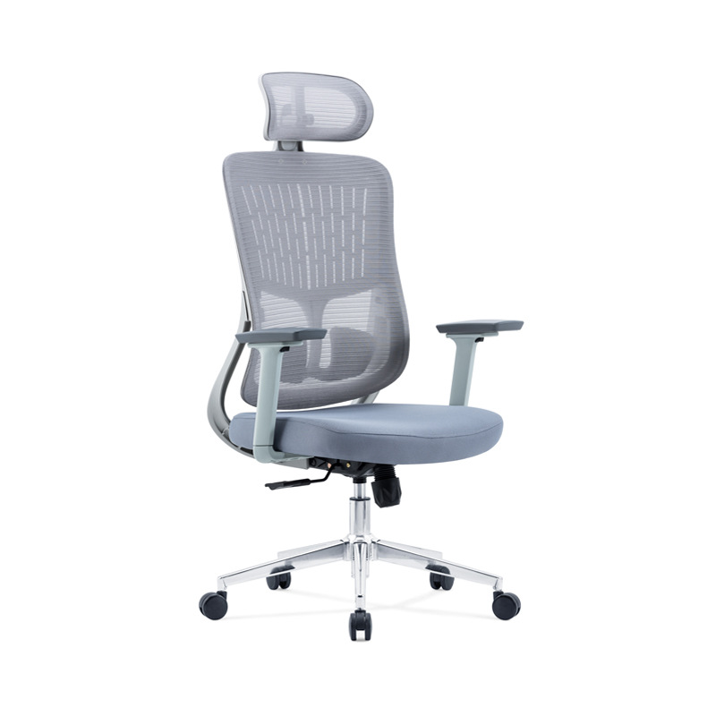 높은 등받이와 베개가 있는 회색 프레임