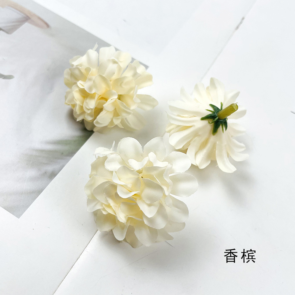 Simulación multicapa hortenida crisantemo cabeza DIY hecha a mano tocado material flor artificial decoración de la sala de bodas diseño de fondo de pared