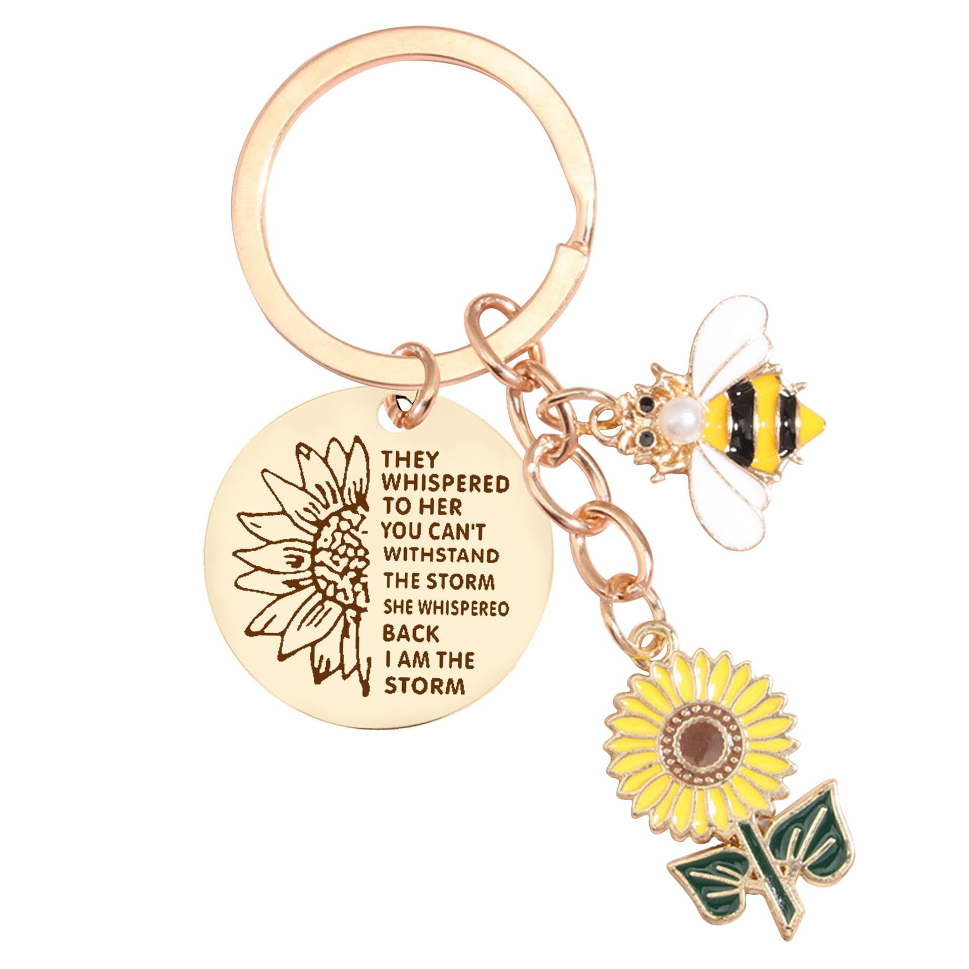 Sunflower, Letter Pattern Cute Sunflower Letter 201 Stainless Steel Unisex Women's Keychain