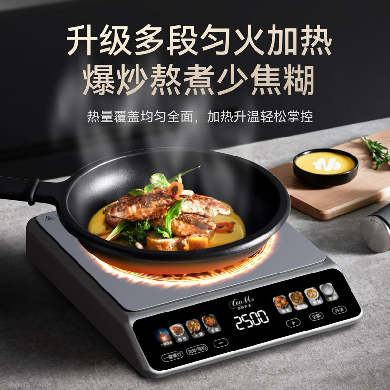 Customized Wholesale Induction Cooker Multifunctional Household High Power 2500W Color Screen Touch Control Cooking Induction Cooker Source Factory