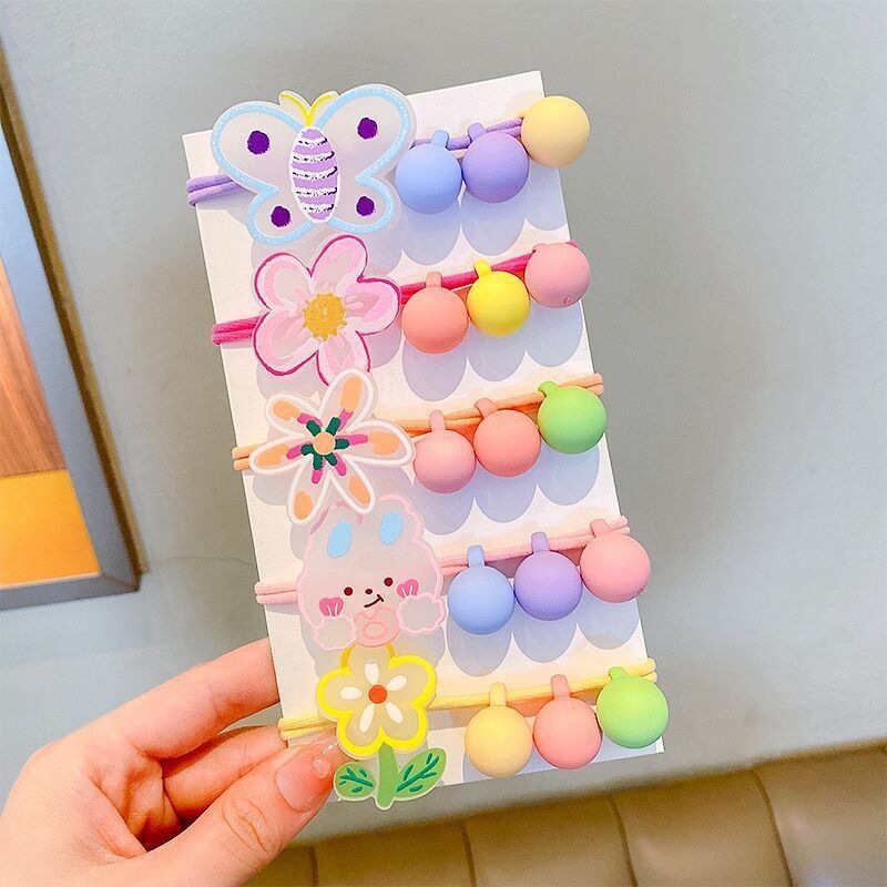 Dibujos animados colorido graffiti pelo banda verano nuevo color caramelo cuentas redondas flor cabeza cuerda alta banda de goma elástica tocado para mujeres