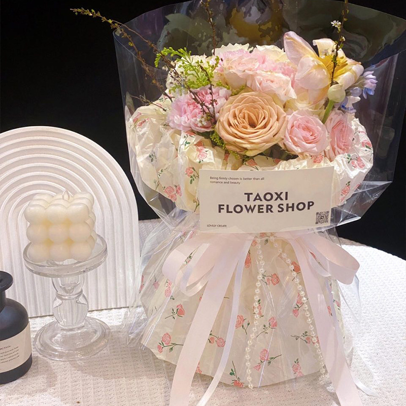 Papel de envolver de papel rosa de Sydney florería ramo de papel de embalaje al por mayor material de embalaje floral paquete de nudo de mariposa papel de flores