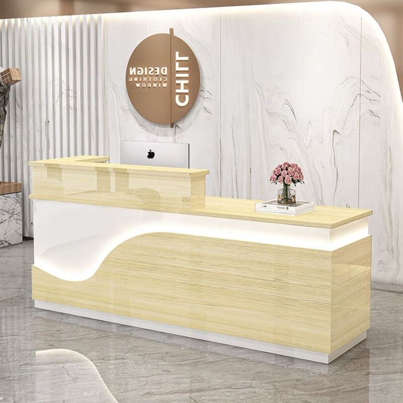 バーチェックアウトカウンター フロントデスク 美容室受付 衣料品店レジコーナーバー 発光ライト付きカウンター|undefined