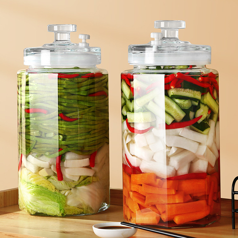 大容量家用泡菜坛子玻璃透明酒坛密封带盖酒罐加厚腌菜桶