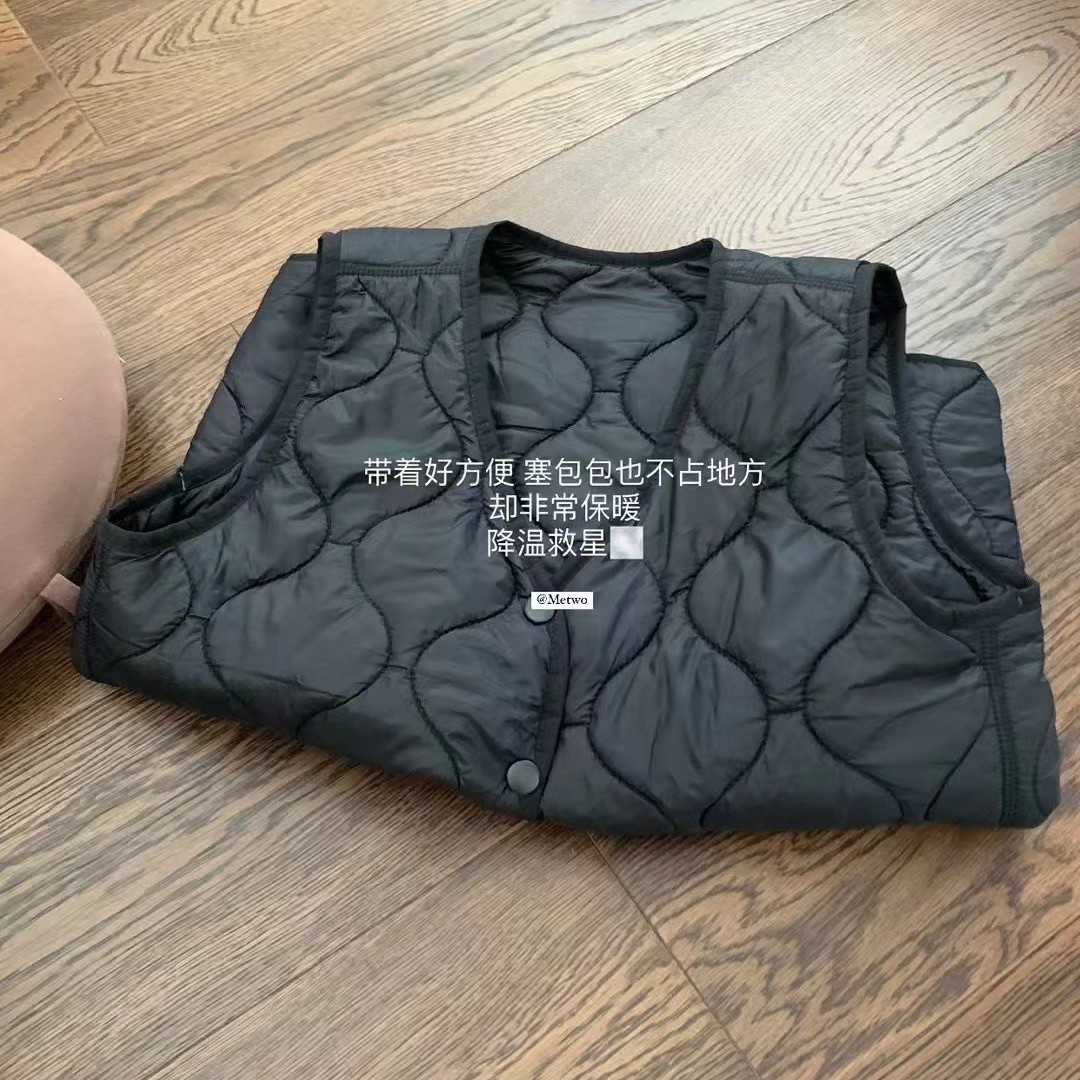 (2개) METWO 양 조끼 오버레이 풍선 벨벳 더블 샌드위치 더블 열 저장 편안한 따뜻한 샌드위치 내부 조끼