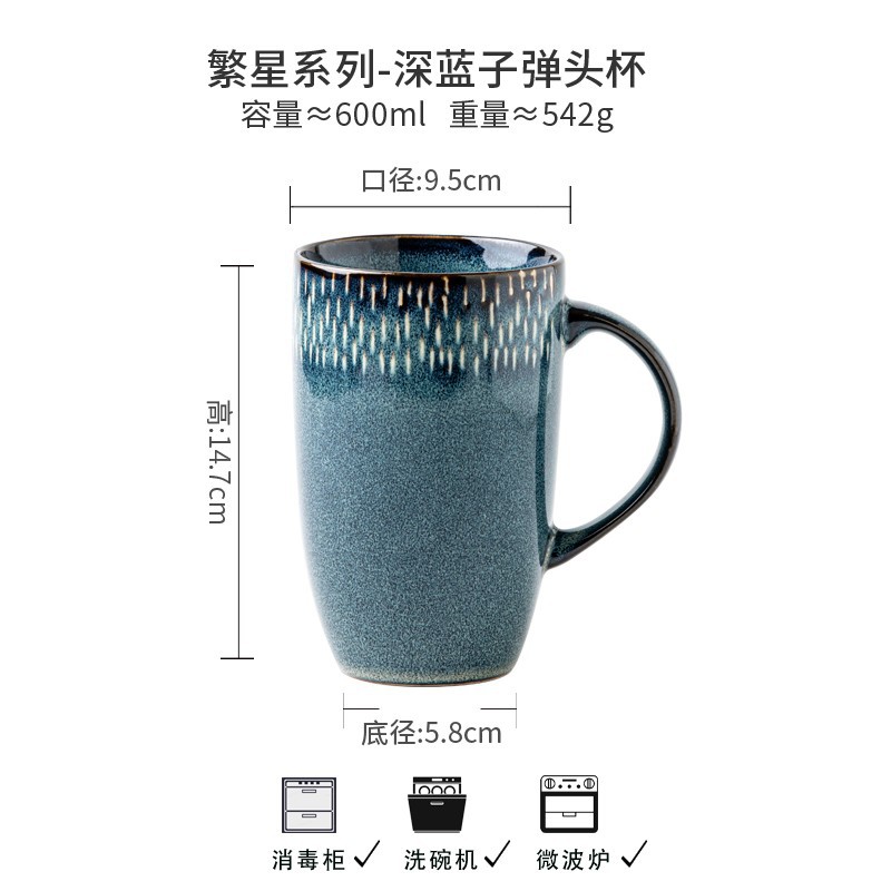 Platos de cerámica americana retro de alto valor, horno azul doméstico, tazón de arroz esmaltado, tazón de sopa, exportación transfronteriza