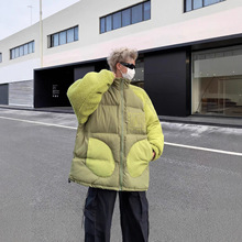 羊羔毛拼接棉服男冬季新款加厚情侣面包服设计感小众棉衣情侣外套