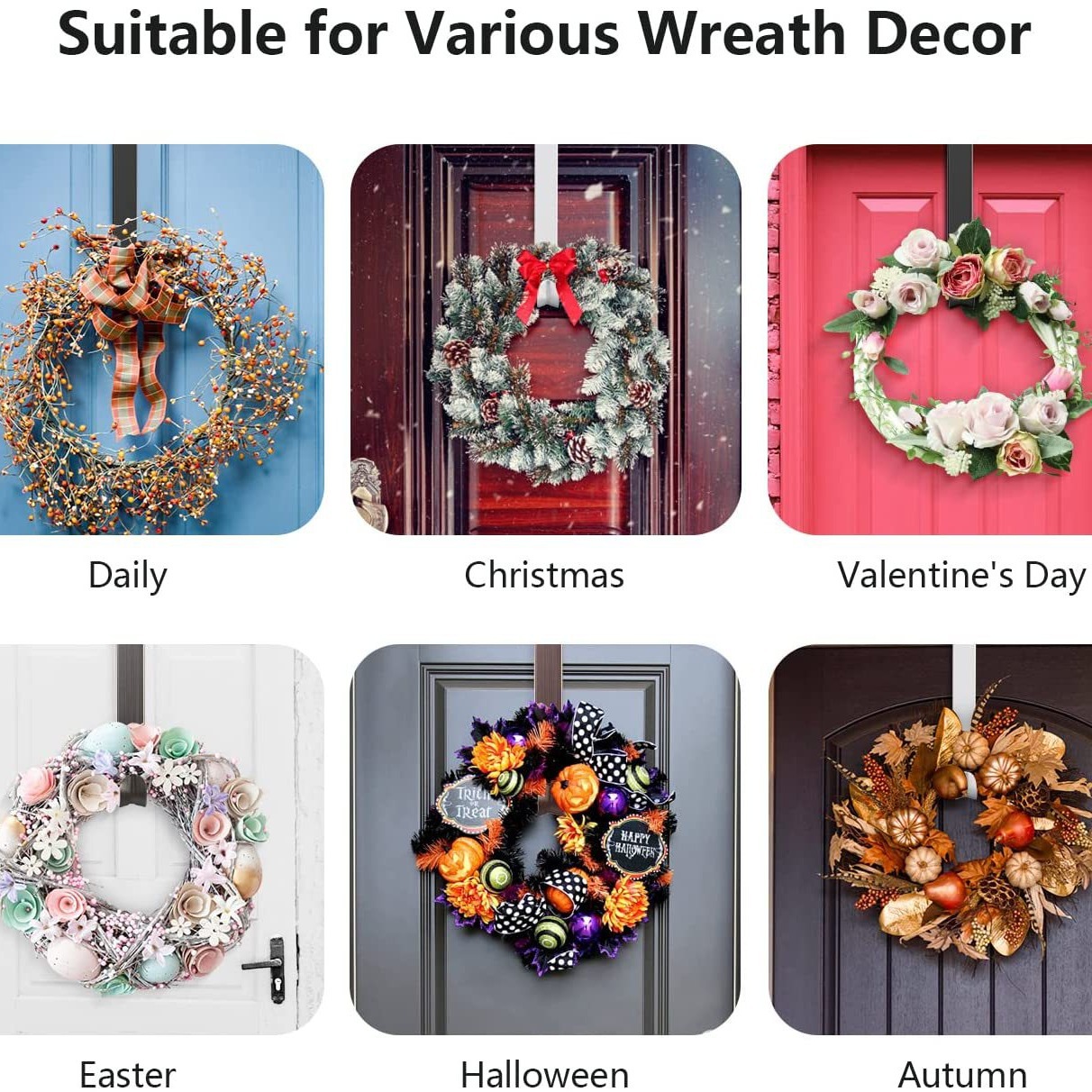 Factory Direct Supply Amazon Christmas Wreath Hooks Holiday Decoration Supplies Door Hangings Telescopic Hooks Behind the Door