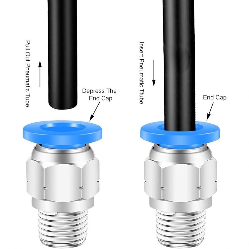 CANULA MÉTRICA US NPT THREAD THROUGH PC6NPT1 / 4PC8N01 Cobre Niquelado Acoplamiento rápido Acoplamiento PC