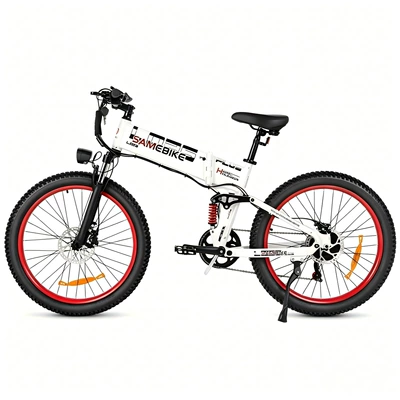 Qatlanan elektrik velosipedlər 26-inch foldable fat tire - white