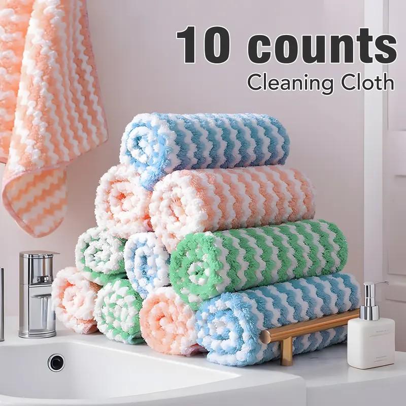 10Pcs Microfiber Cleaning Cloth Super Soft Absorbent Dish Towel Rags Kitchen Drying Cleaning House Keeping