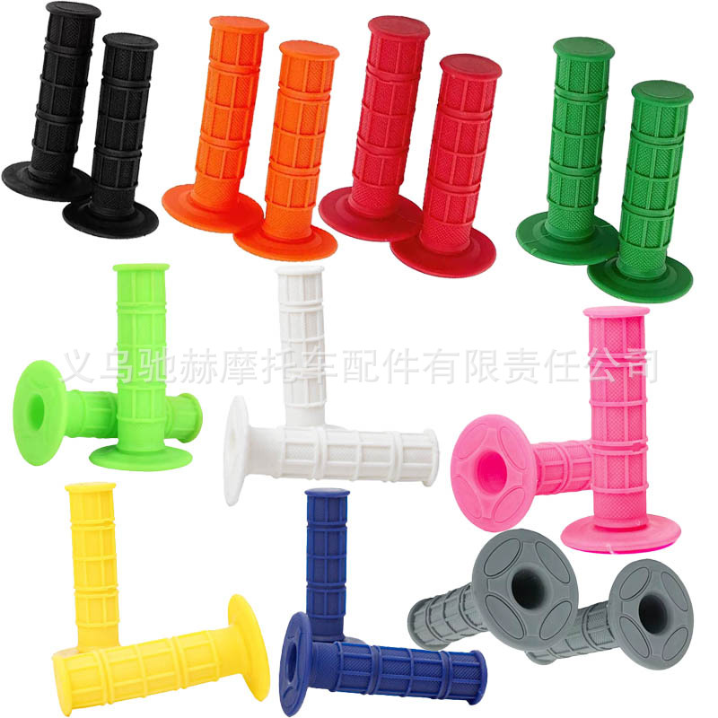 Off-road motorcycle modification accessories, single-color checkered handlebar grips, silicone handlebar covers suitable for CFMOTO, Zhangxue, Kawasaki