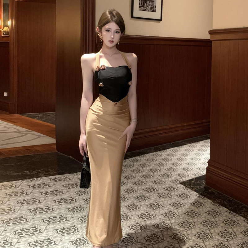 5046 Cross-border Foreign Trade Women's Wear Wholesale Southeast Asian Fashion Neck Flower Waist Slimming Strapless Hip dress 5046 Cross-border Foreign Trade Women's Wear Wholesale Southeast Asian Fashion Neck Flower Waist Slimming Strapless Hip dress