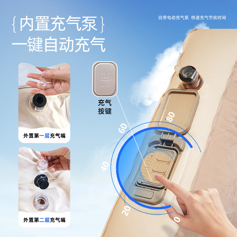 Pengyuan home individual doble engrosamiento automático plegable portátil multifuncional colchón de aire colchón inflable stock