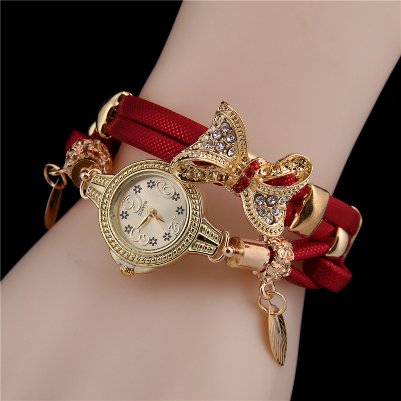 Elegant Sweet Leaf Bow Knot Women's Watch display picture 8