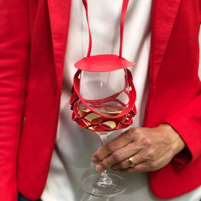 Переносной держатель для бокалов из искусственной кожи PU, сетчатый, для красного вина, для вечеринок, международный