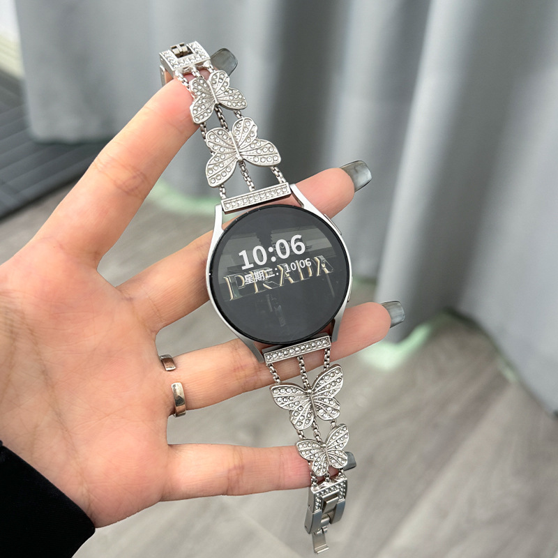 For Samsung GalaxyWatch7 Watch Band Butterfly Diamond Chain 6Classic Watch 5pro Wristband