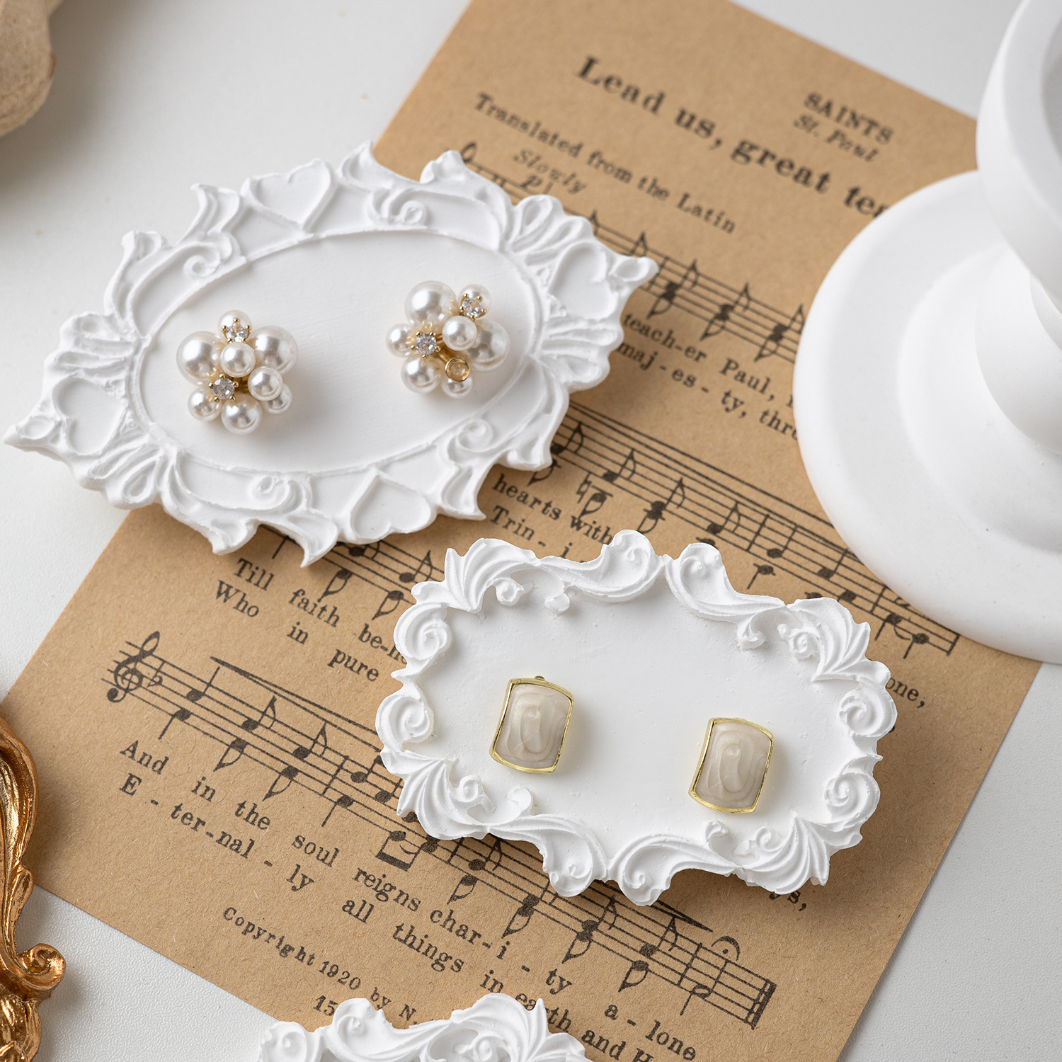 Minimalist gypsum earring display, ear stud jewelry card display stand, booth decoration, photography prop