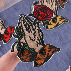Computer Embroidered Personalized Hand Rose Badges Fabric Badges Clothing Accessories Decorative Cross-border Patches Embroidered Fabric Patches