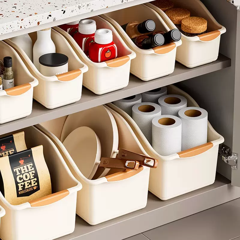 厨房收纳盒橱柜整理盒带轮桌面储物盒零食杂物收纳筐下水槽置物架