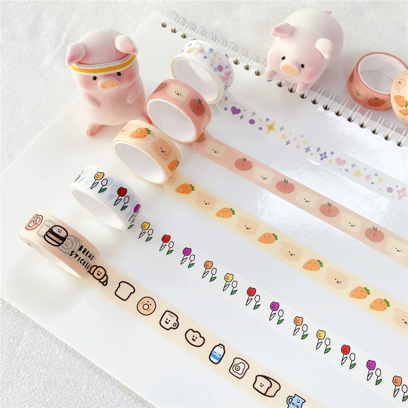 Cute paper tape, cartoon colour map, South Korea, with little bears, handmade, scheduler