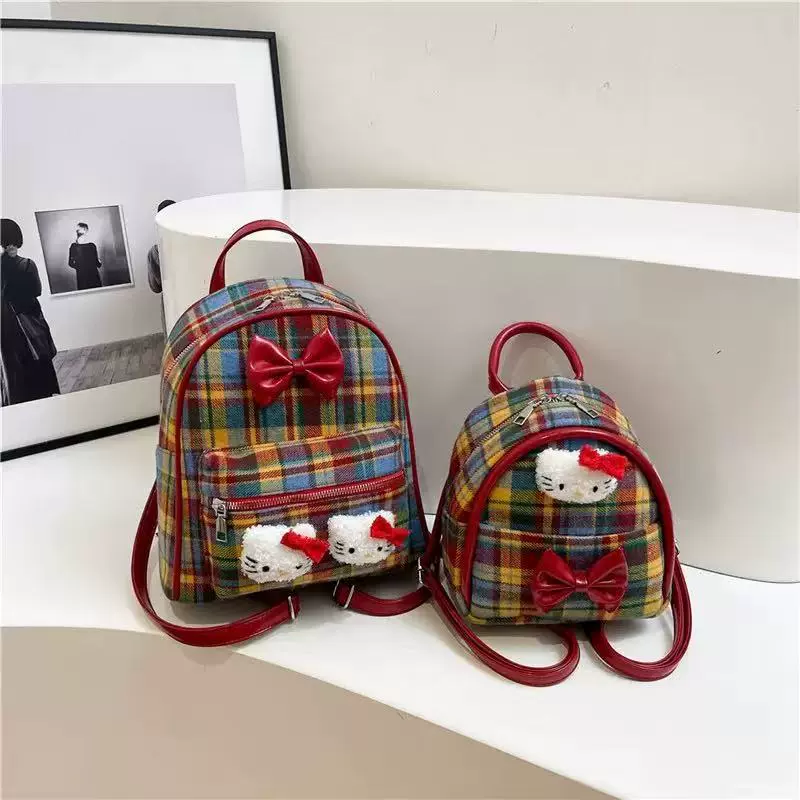 Ретро красная клетчатка KTCat сумка на плечо с бантом милые изысканные мини-девчушки рюкзак студенческая школьная сумка