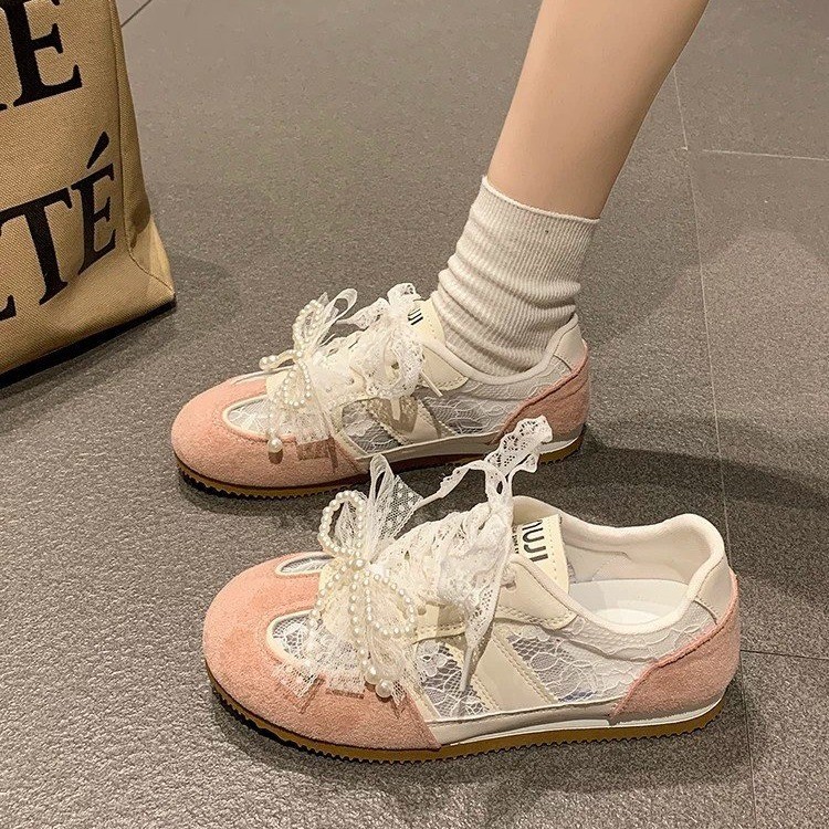 2026 verano nuevo nicho plano zapatos de entrenamiento de la red versátil transpirable zapatos deportivos casuales encaje Gump zapatos mujeres