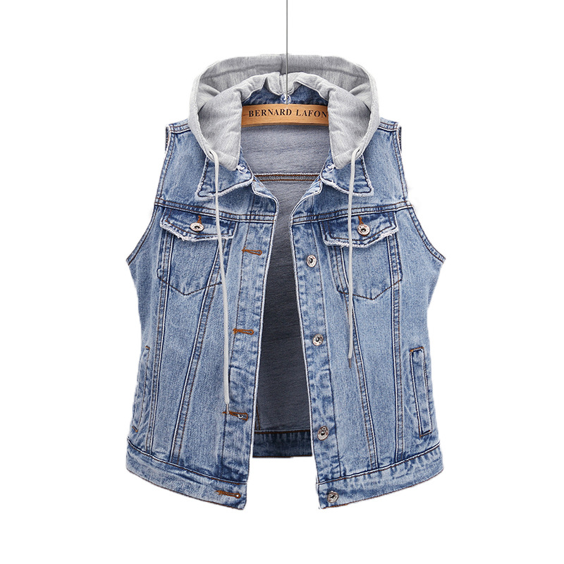 Nueva primavera y otoño ripped corto superior sin mangas chaleco de mezclilla las mujeres chaleco exterior abrigo cardigan image 6