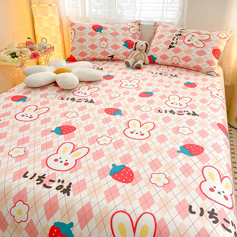 Nuevas sábanas de algodón lindo para niños de una sola pieza de algodón, dormitorio de estudiantes individual, traje de tres piezas de 1,5 metros, verano