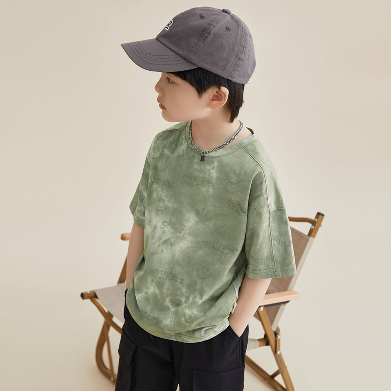 【Tシャツコレクション】Duojia シンプルで快適な子供服 夏ファッション 肌に優しい半袖中大型子供用ストライプトップス|undefined