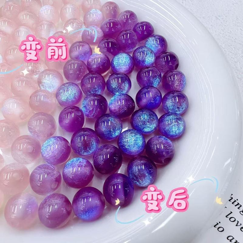 10mm光变人鱼姬猫眼树脂珠直孔饰品配件手工diy手链串珠珠子|undefined