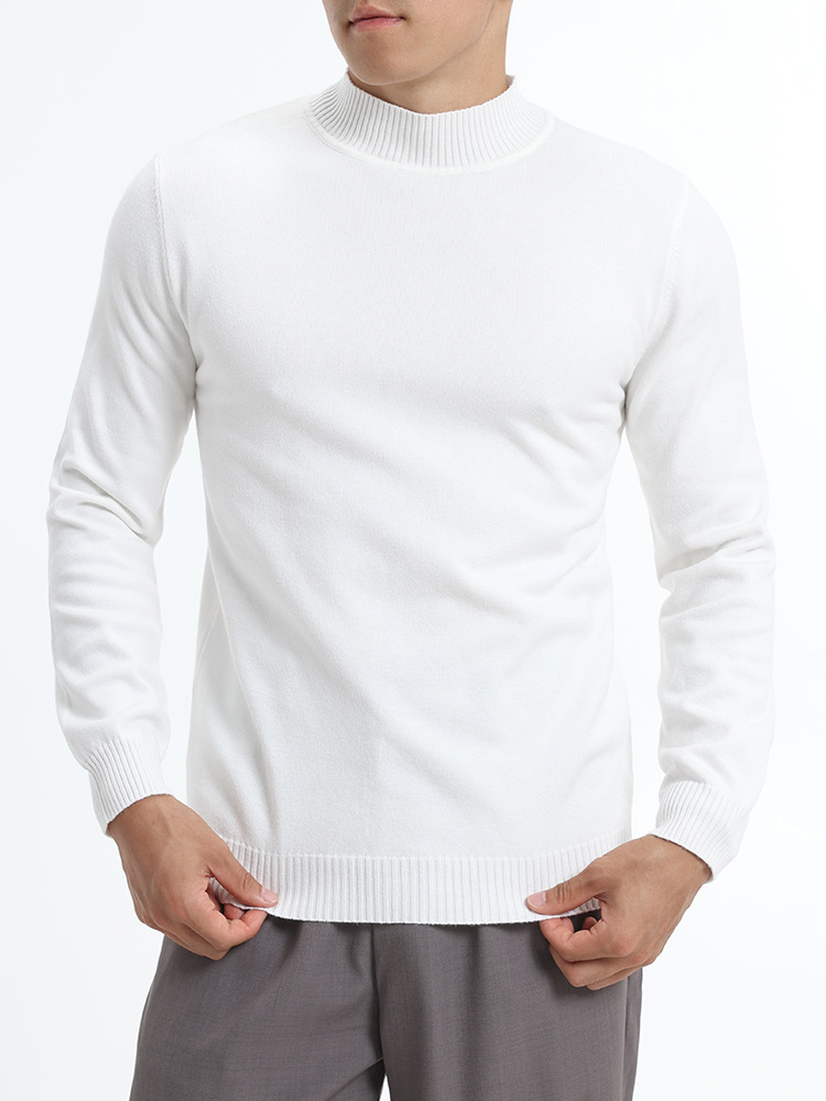 Otoño y invierno de alto nivel suéter de cuello medio alto hombre color sólido versátil perezoso manga larga chaqueta de punto caliente camiseta de fondo hombre