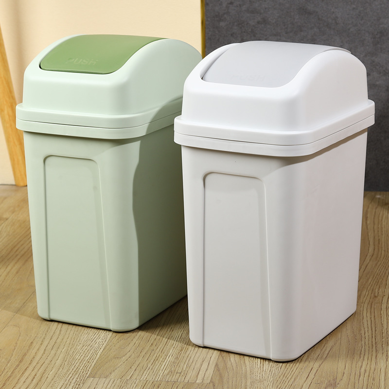 Household trash can living room kitchen crevice thickened swing lid pressing large capacity plastic cream wind with lid trash can