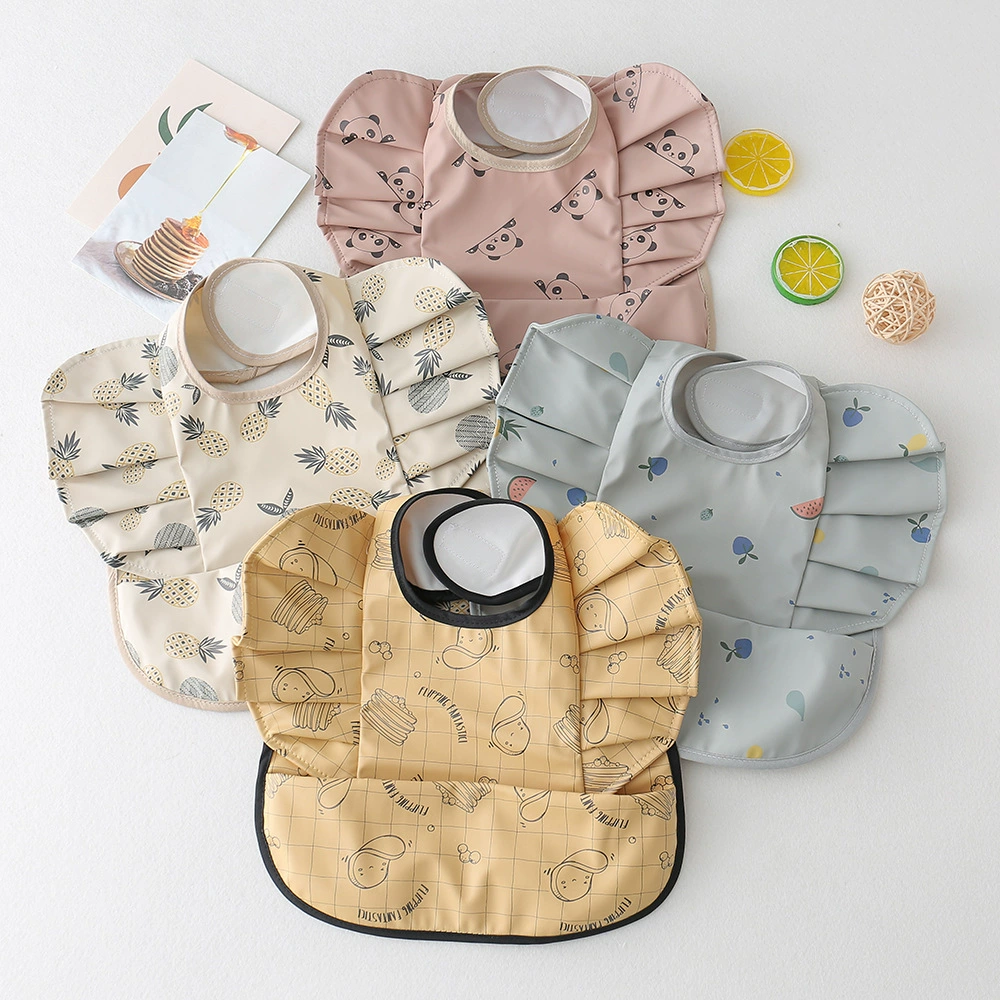 Children's polyurethane waterproof angel wings for food, eating bib for supplementary food, new collection, with pocket, anti-dirty