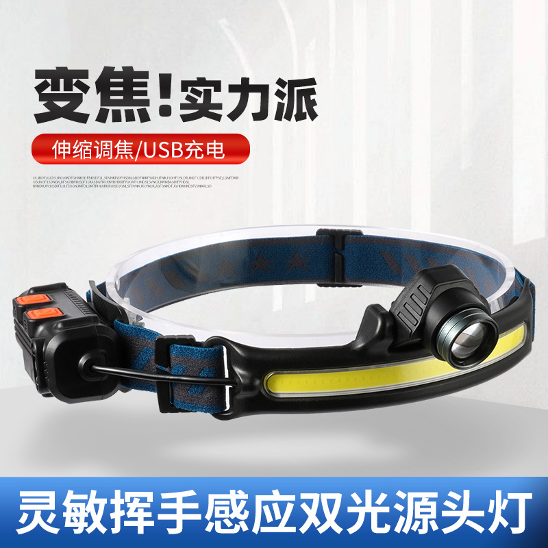 Nuevo transfronterizo LED mini multifunción señalando auriculares COB lanterna de pesca de aventura al aire libre