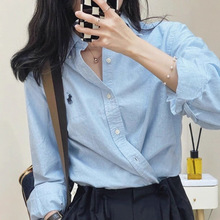 品牌折扣女装剪标纯棉宽松长袖刺绣百搭美式气质衬衫上衣