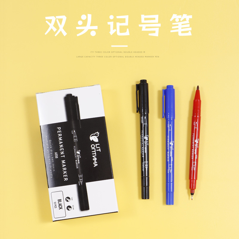 Art Hook pluma de marcado transfronterizo de doble cabeza pluma de tubo de aguja de borde de dibujo pluma de borde de gancho de cabeza delgada pluma de firma de CD de cabeza gruesa pluma de firma