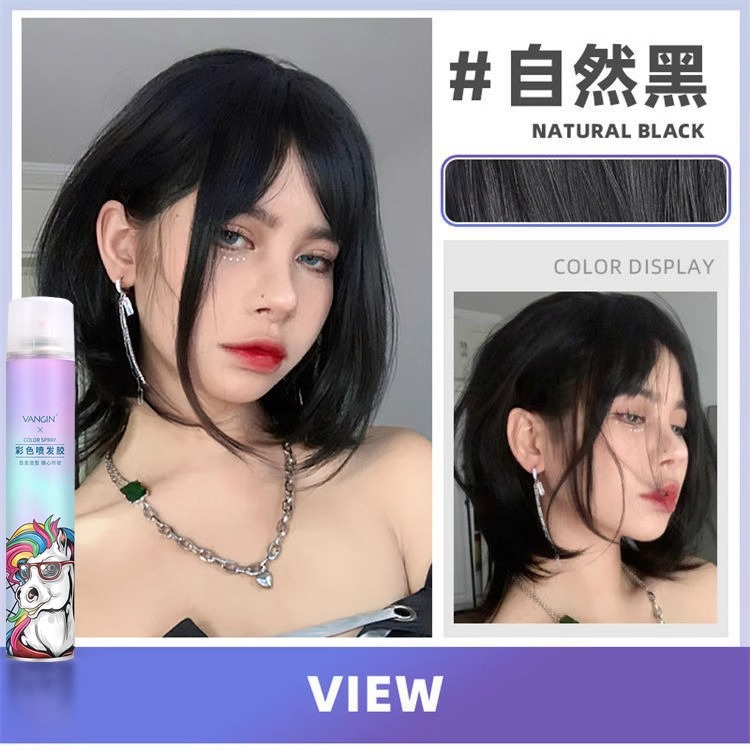 VG spray de color desechable spray de color para el cabello agente de teñido de color negro color negro hermoso lavado