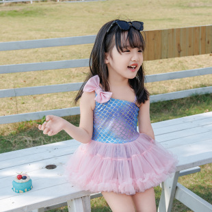 Mermaid Swimsuit Summer Cute Girl Princess Little Girl Baby Swimsuit Quick-drying Rabbit Rabbit Skirt One-piece Swimsuit