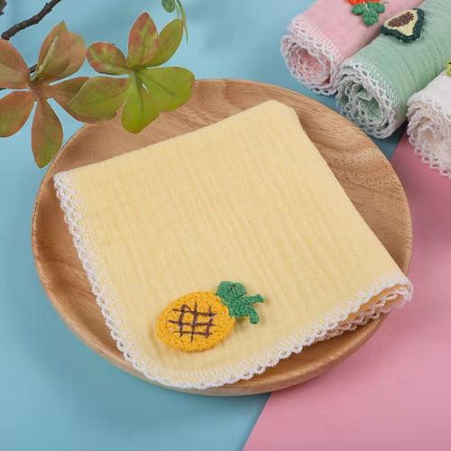 4 Layers Gauze Pleated Cloth Baby Towel Set Plain Sticker Baby Multi-Use Bibs Drool Towels Triangle Scarf