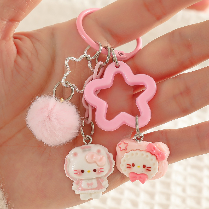 Cute Cartoon Kitten Keychain Student Girl Bag Backpack Pendant Jewelry Best Friend Gift Accessory