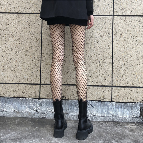 Fishnet Socks Black Stockings Women's Summer Ultra-Thin Anti-Scratch Sexy Lace-up JK Internet Famous Pure Desire Lettered Bodysuit