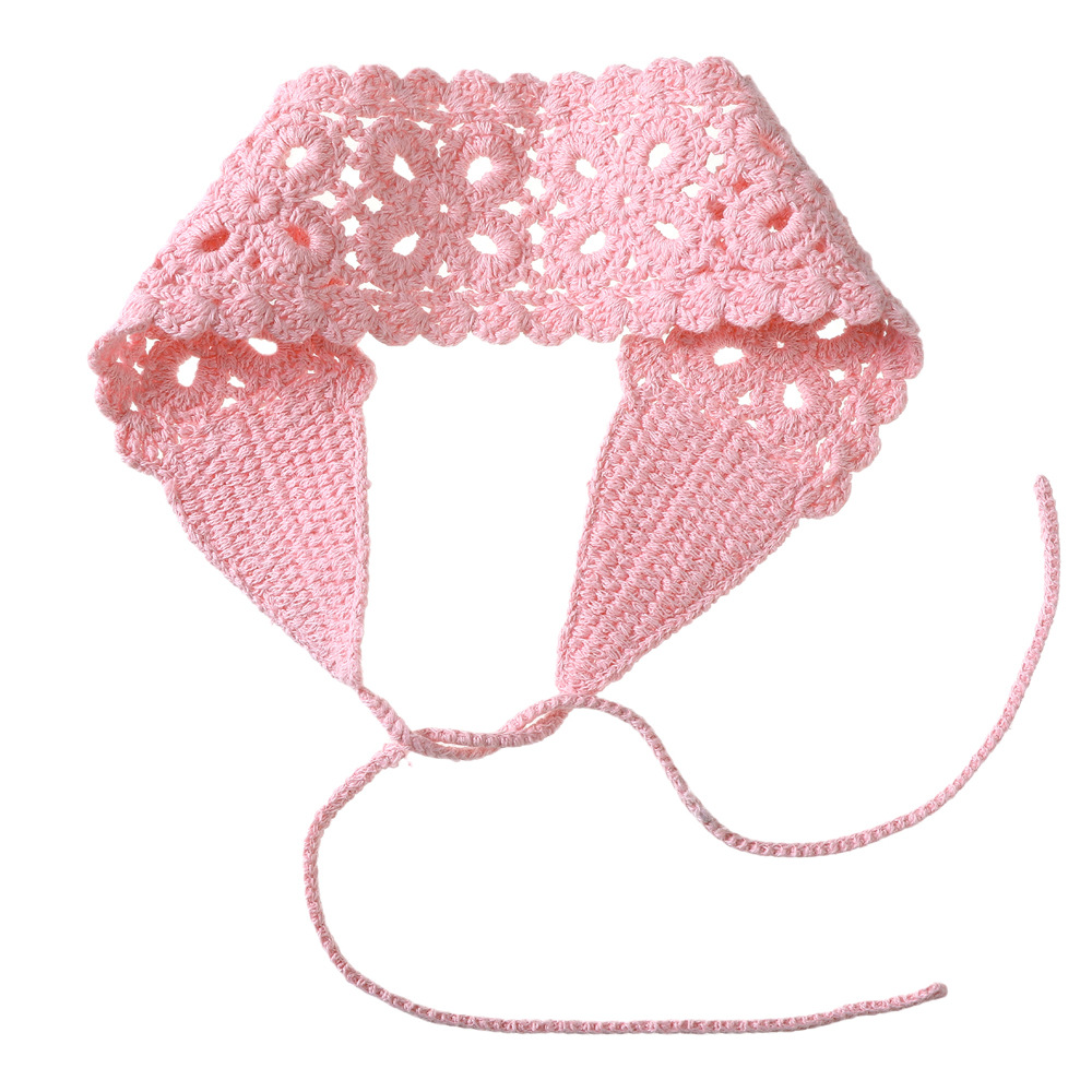 Knit Material Ethnic Style Flower Knit Hollow Out Hair Band 1 Piece