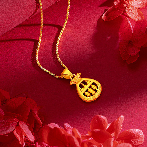 Copper gold-plated lucky bag abacus necklace Zhoujia's same style lucky bag abacus pendant supply wholesale gold-plated lucky bag abacus